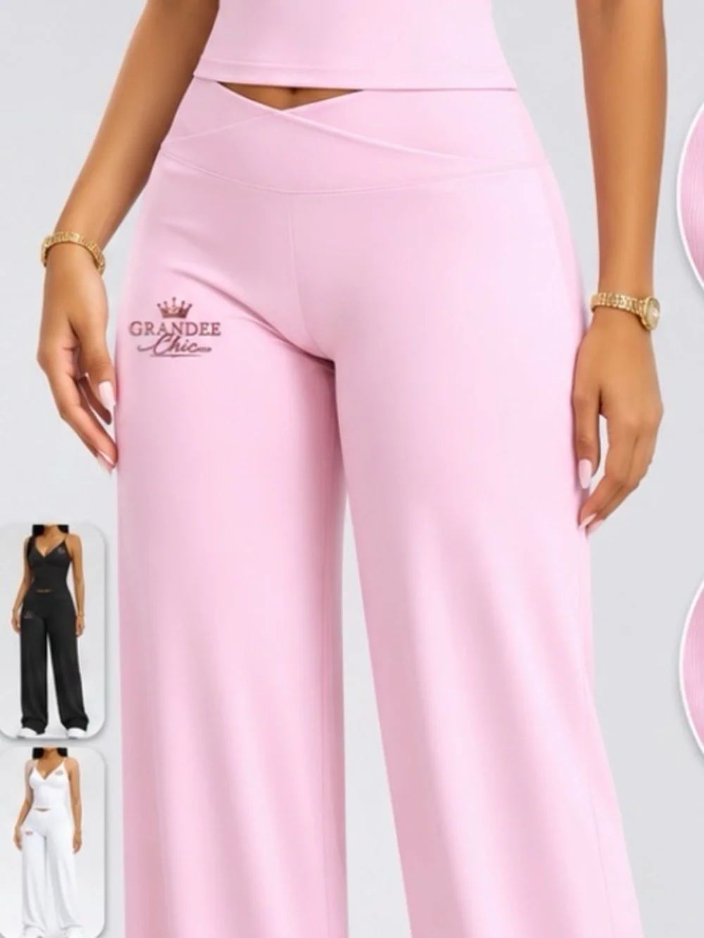 Pink Wide-Leg set “2 pieces “